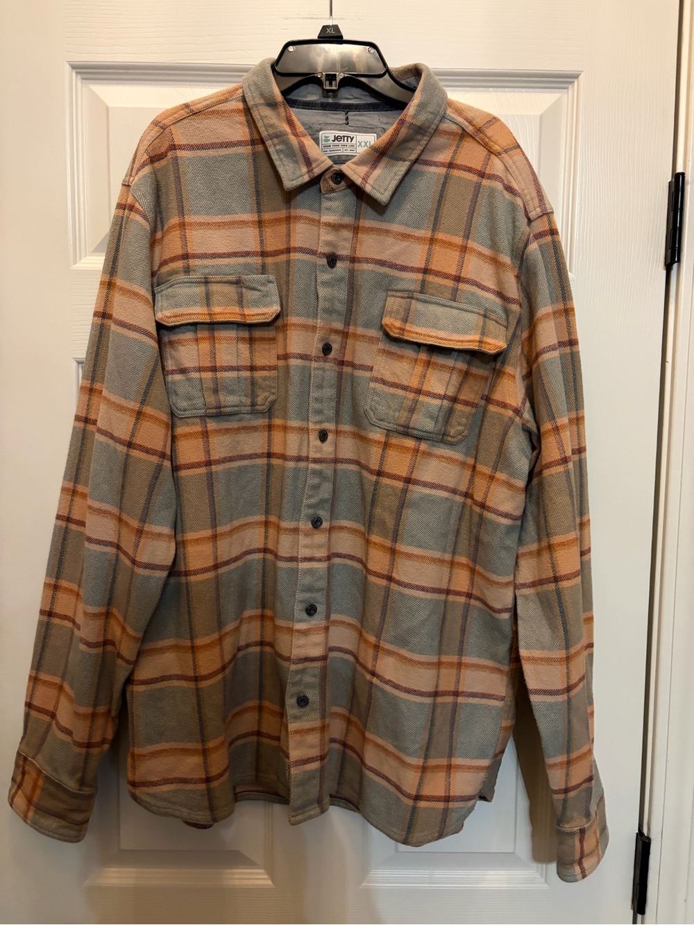 Jetty Men's Plaid Button-Down Shirt Jacket - Gray & Tan